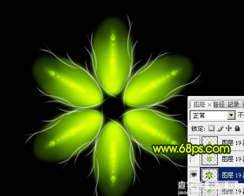 Photoshop制作出奇幻有层次感的绿色荧光花朵20
