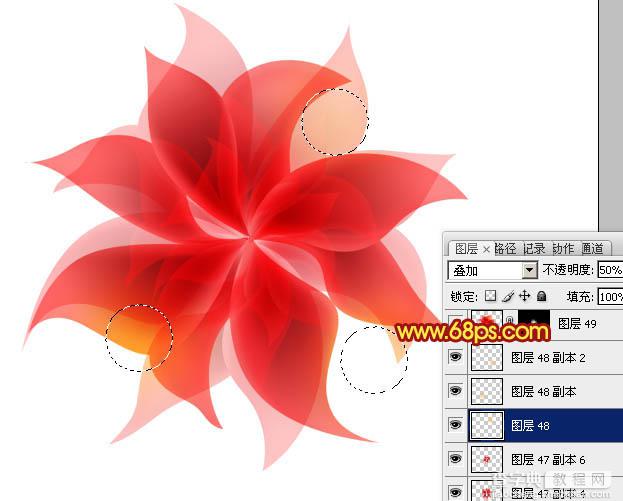 Photoshop设计制作出非常漂亮的梦幻红色透明丝质花朵29