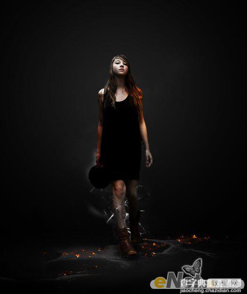 Photoshop为美女图片打造出超酷的火焰壁纸效果24