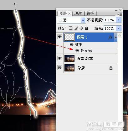 photoshop利用描边路径工具制作出逼真的闪电效果10