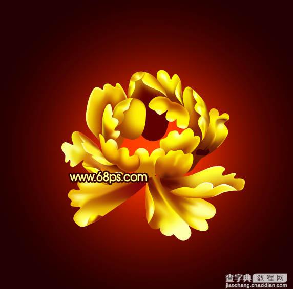 Photoshop打造非常华丽的金色牡丹28