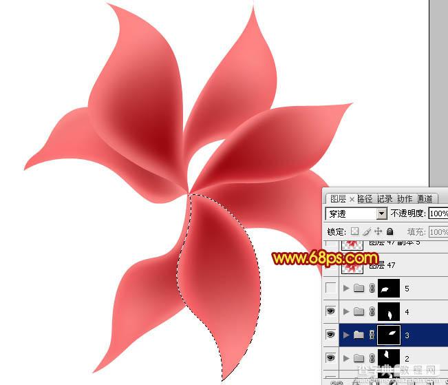 Photoshop设计制作出非常漂亮的梦幻红色透明丝质花朵20