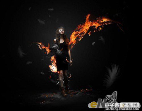 Photoshop为美女图片打造出超酷的火焰壁纸效果48