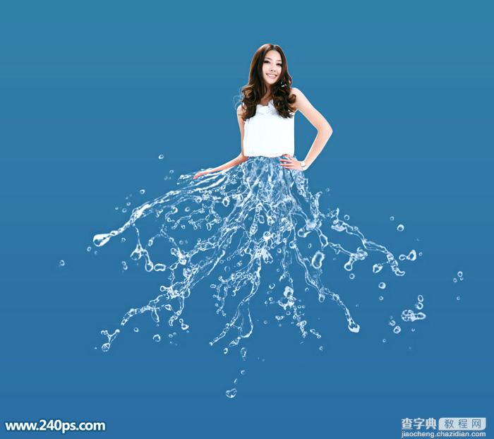Photoshop快速制作剔透的水珠水裙1