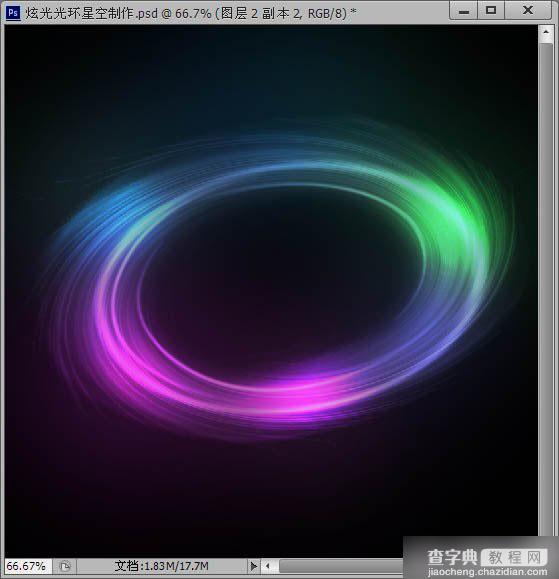 PhotoShop(PS)利用滤镜及画笔工具制作漂亮的彩色光环星空教程19