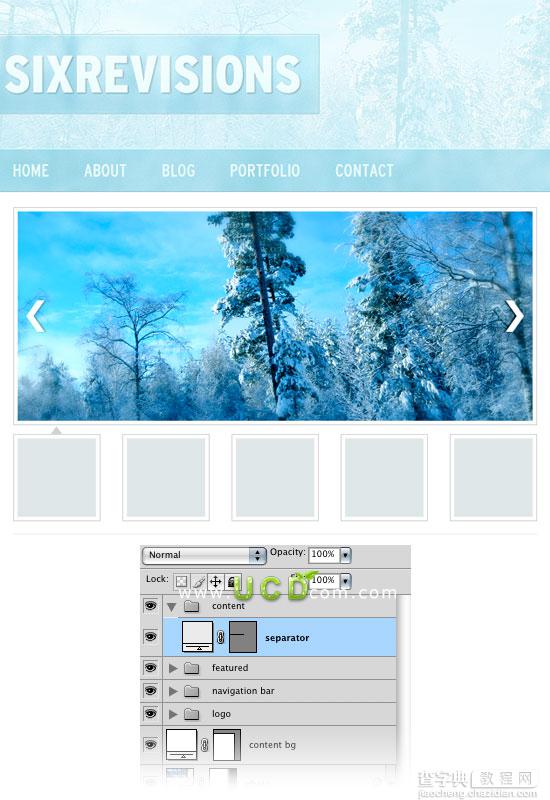 Photoshop 绘制冬季气息风格网站首页26
