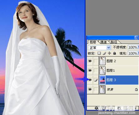 photoshop将背景单一的婚片快速抠图方法9