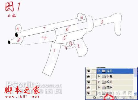 Photoshop鼠绘逼真的MP5冲锋枪教程2