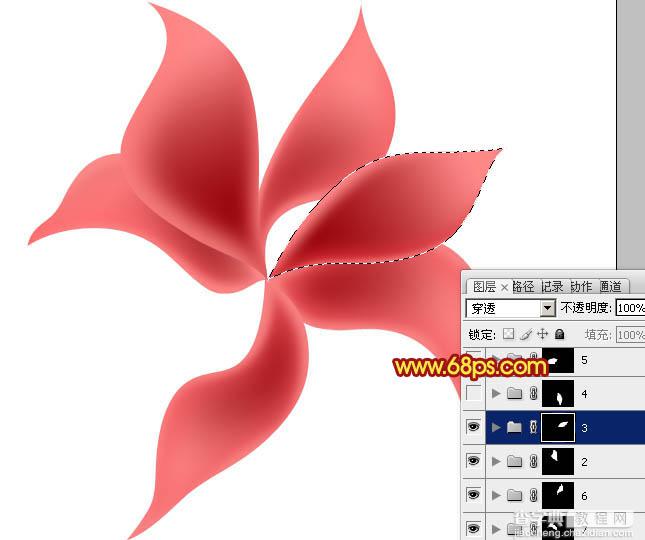 Photoshop设计制作出非常漂亮的梦幻红色透明丝质花朵19
