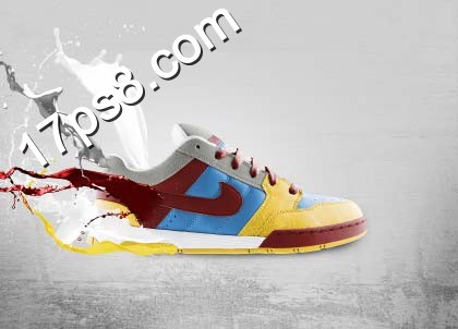 photoshop设计制作油漆装饰的耐克运动鞋广告海报11