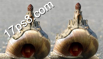 photoshop合成制作出一个背着城堡房子流浪的蜗牛6