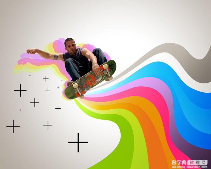 Photoshop 绚丽动感的滑板运动海报1