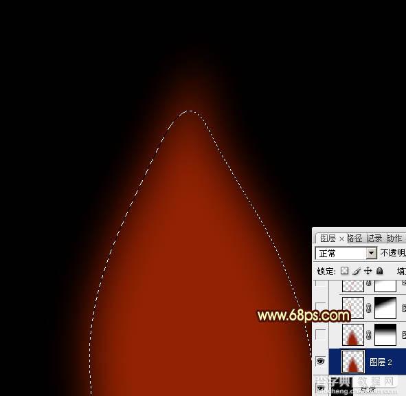 Photoshop利用路径工具制作漂亮的红色火焰3