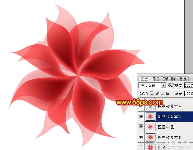 Photoshop设计制作出非常漂亮的梦幻红色透明丝质花朵26