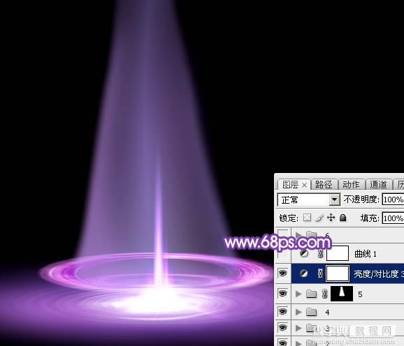 Photoshop设计制作梦幻的舞台上圆环形紫色星点光束43