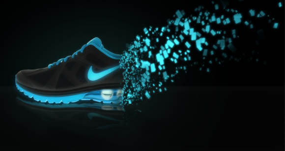 Photoshop将鞋子打造出打散的发光小碎片60