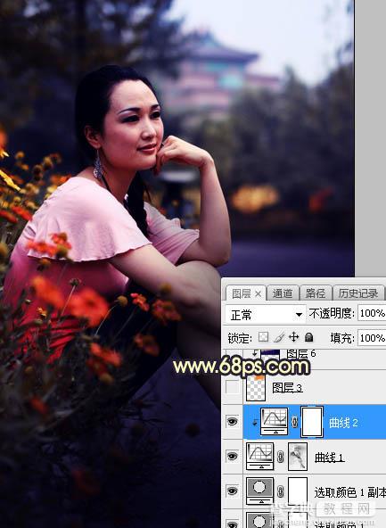 Photoshop调制出晨曦和逆光效果花坛边的人物图片12