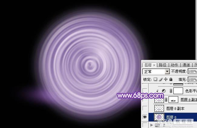 Photoshop设计制作梦幻的舞台上圆环形紫色星点光束16