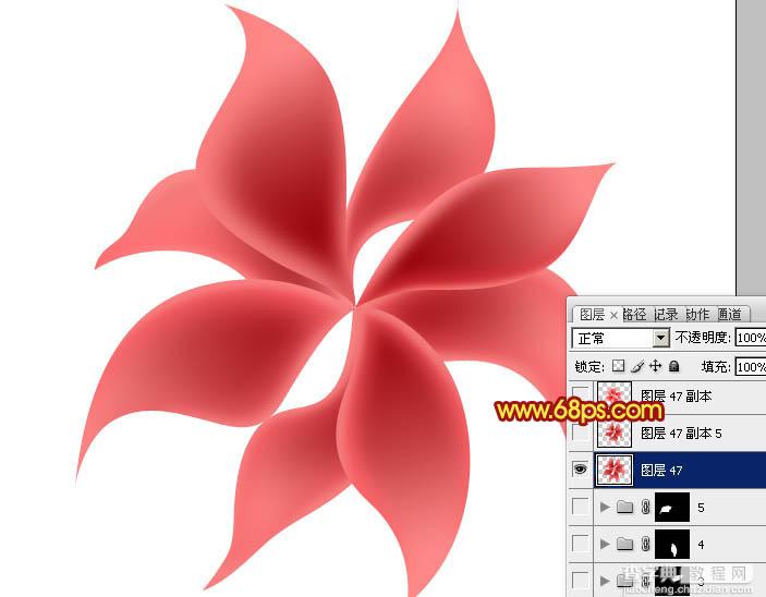 Photoshop设计制作出非常漂亮的梦幻红色透明丝质花朵22