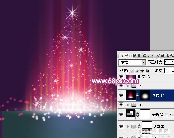 Photoshop设计制作梦幻的彩色光斑圣诞树39