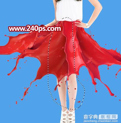 Photoshop为美女制作出红色喷溅油墨裙子23