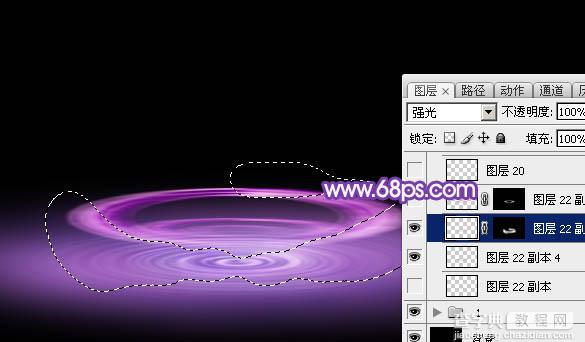 Photoshop设计制作梦幻的舞台上圆环形紫色星点光束27