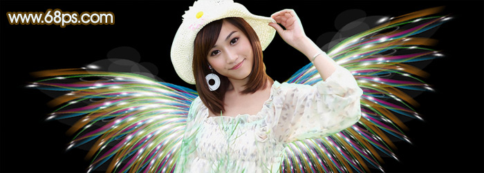 Photoshop制作绚丽的透明光束翅膀2
