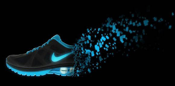 Photoshop将鞋子打造出打散的发光小碎片40