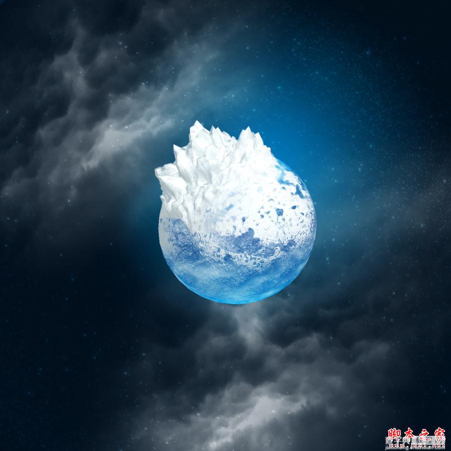 Photoshop使用3D工具制作冰山立体星球2