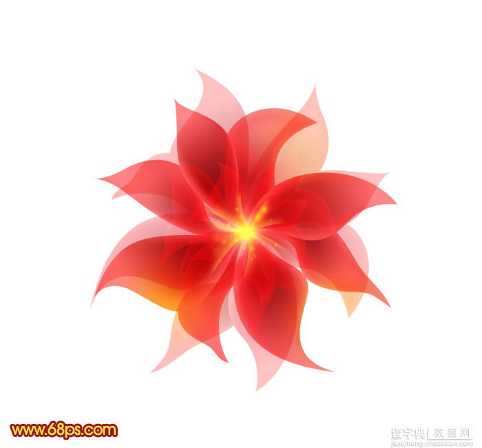 Photoshop设计制作出非常漂亮的梦幻红色透明丝质花朵1