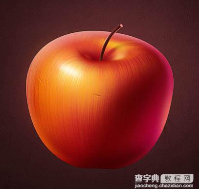 Photoshop设计绘制纹路非常细腻的红苹果及水果刀11