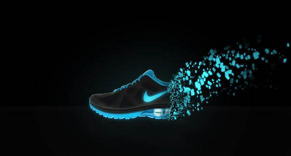 Photoshop将鞋子打造出打散的发光小碎片53