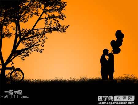 photoshop设计制作出黎明前在湖边相拥亲吻的约会壁纸7