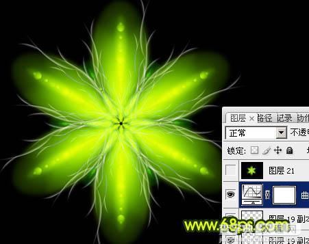 Photoshop制作出奇幻有层次感的绿色荧光花朵26