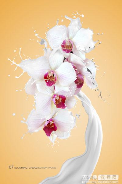 Photoshop合成牛奶泼洒出纯白色花朵的效果1