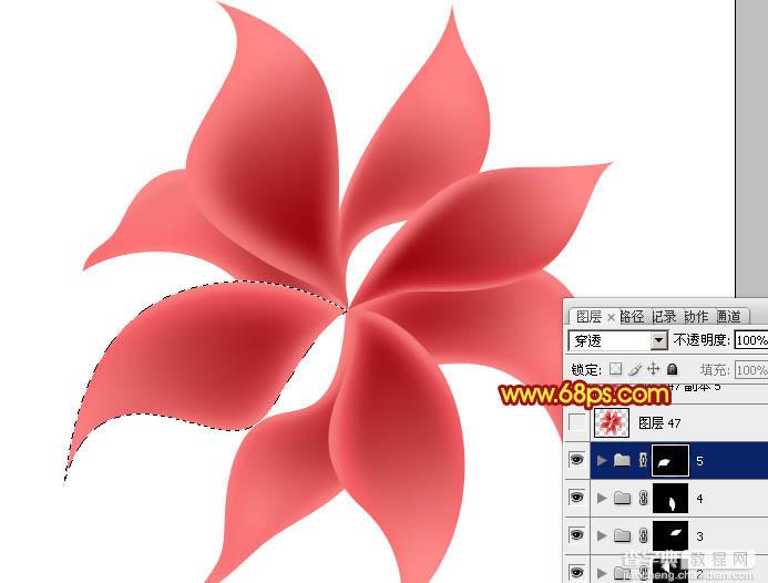Photoshop设计制作出非常漂亮的梦幻红色透明丝质花朵21