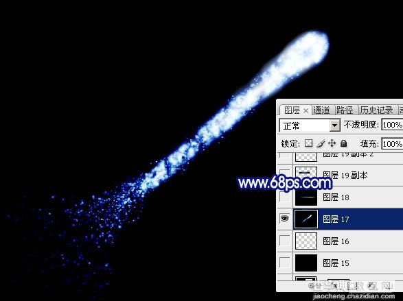 Photoshop设计制作漂亮的蓝色发散流星27