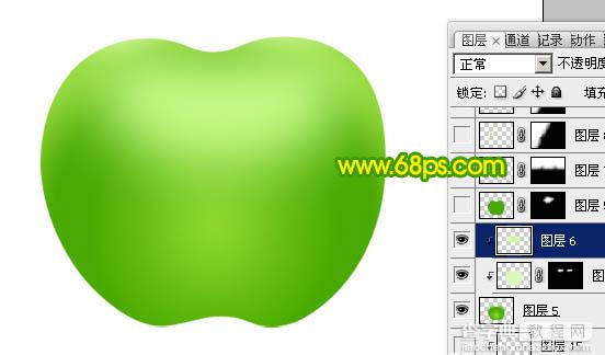ps 绘制一个简单的绿色晶莹剔透的水晶苹果图标8