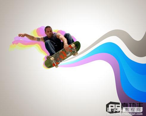 Photoshop 绚丽动感的滑板运动海报33