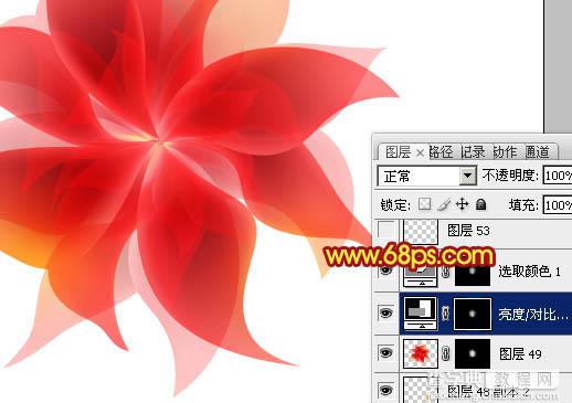 Photoshop设计制作出非常漂亮的梦幻红色透明丝质花朵30
