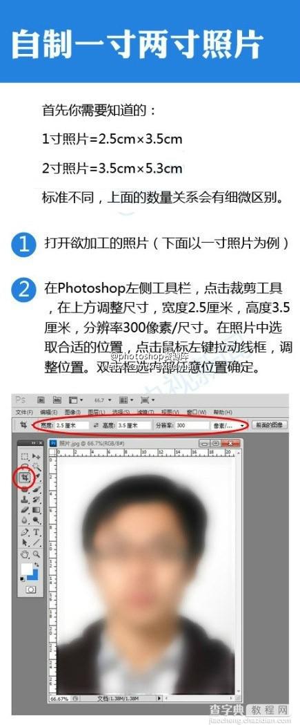 PS教你自制电子版一寸、两寸照片1