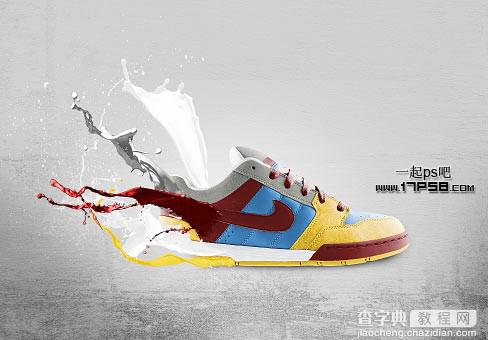 photoshop设计制作油漆装饰的耐克运动鞋广告海报1