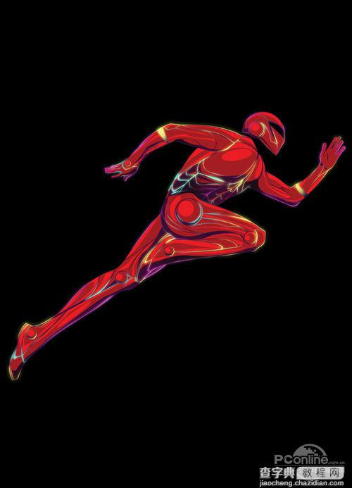 Photoshop设计打造出绚丽的奔跑红色机器人7