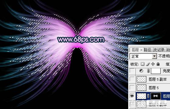 Photoshop将打造出非常奇幻的淡紫色光丝翅膀效果21