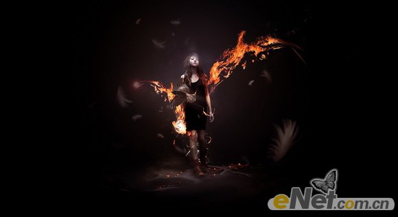 Photoshop为美女图片打造出超酷的火焰壁纸效果3