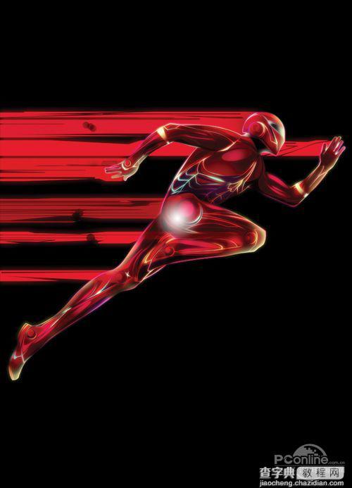 Photoshop设计打造出绚丽的奔跑红色机器人11