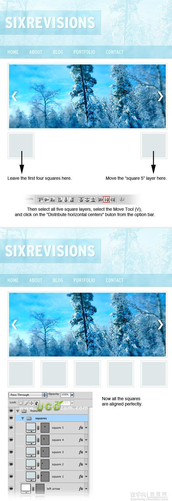 Photoshop 绘制冬季气息风格网站首页24