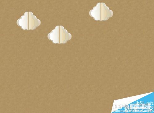 PS制作漂亮的折纸效果的云朵雨滴图案13