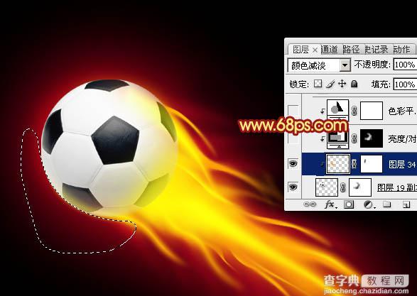 Photoshop为足球增加绚丽的动感火焰31
