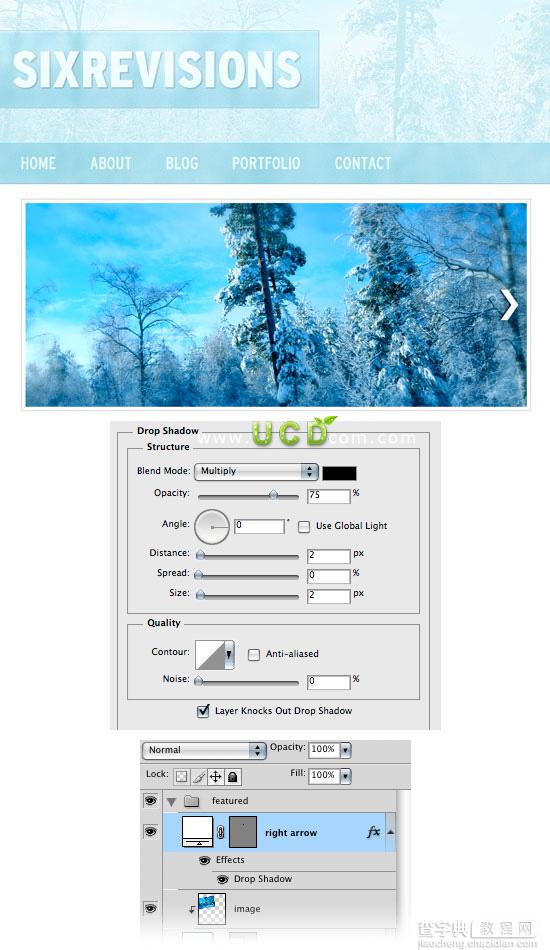 Photoshop 绘制冬季气息风格网站首页22